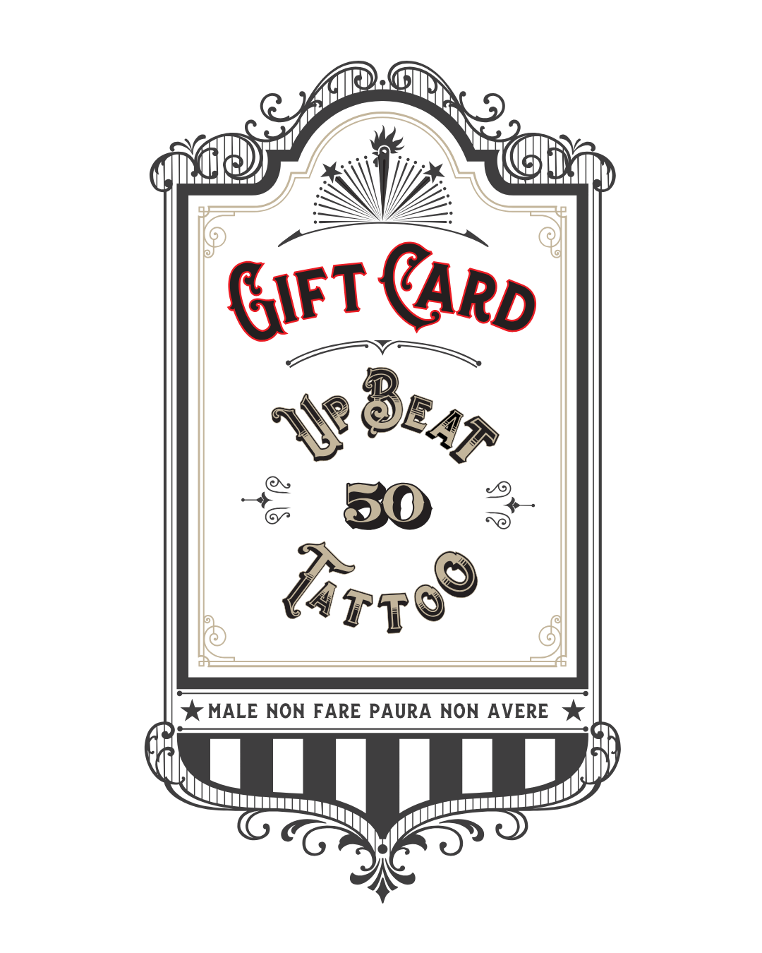 Gift Card Tattoo - Upbeat Tattoo studioGift Card Tattoo