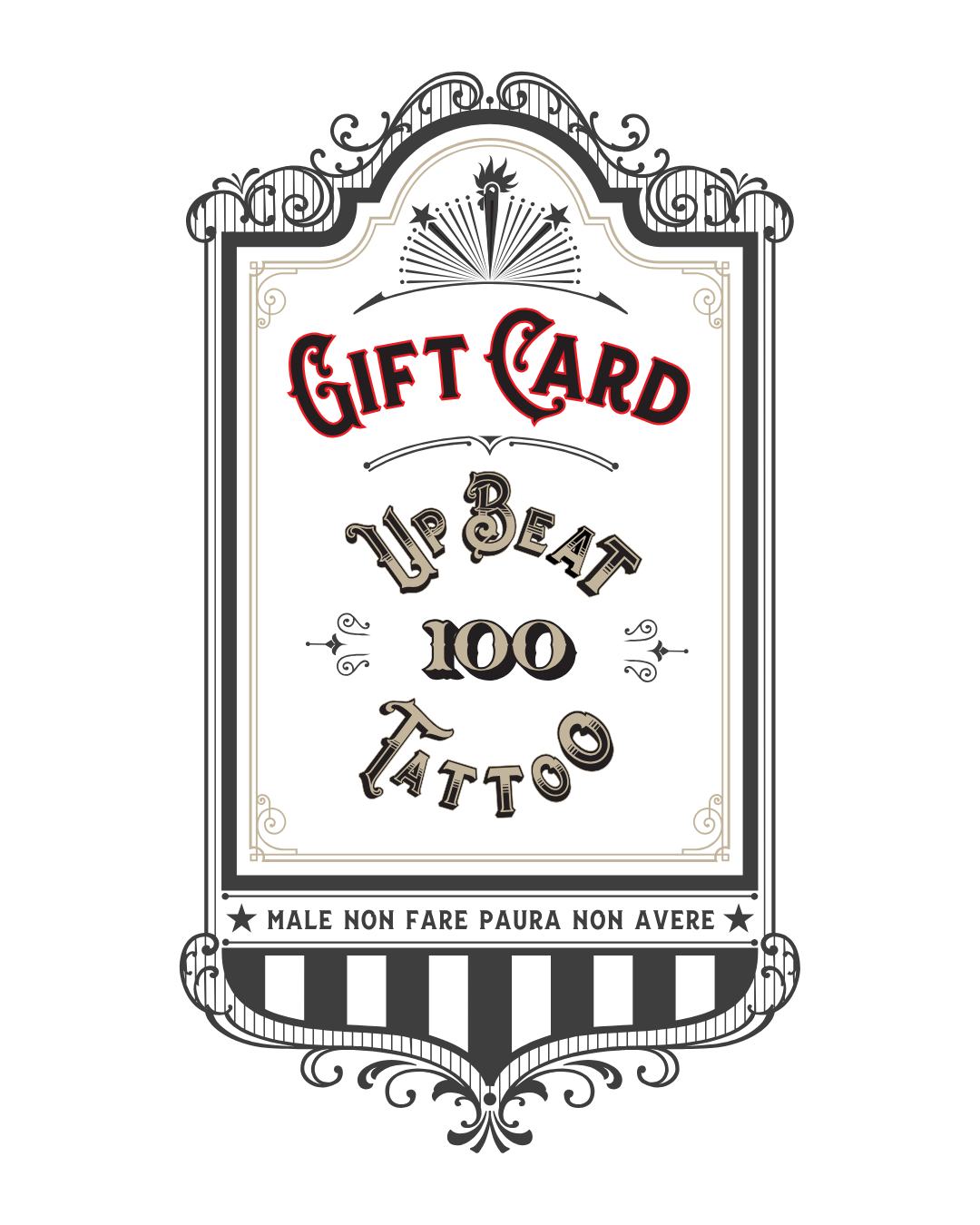Gift Card Tattoo - Upbeat Tattoo studioGift Card Tattoo