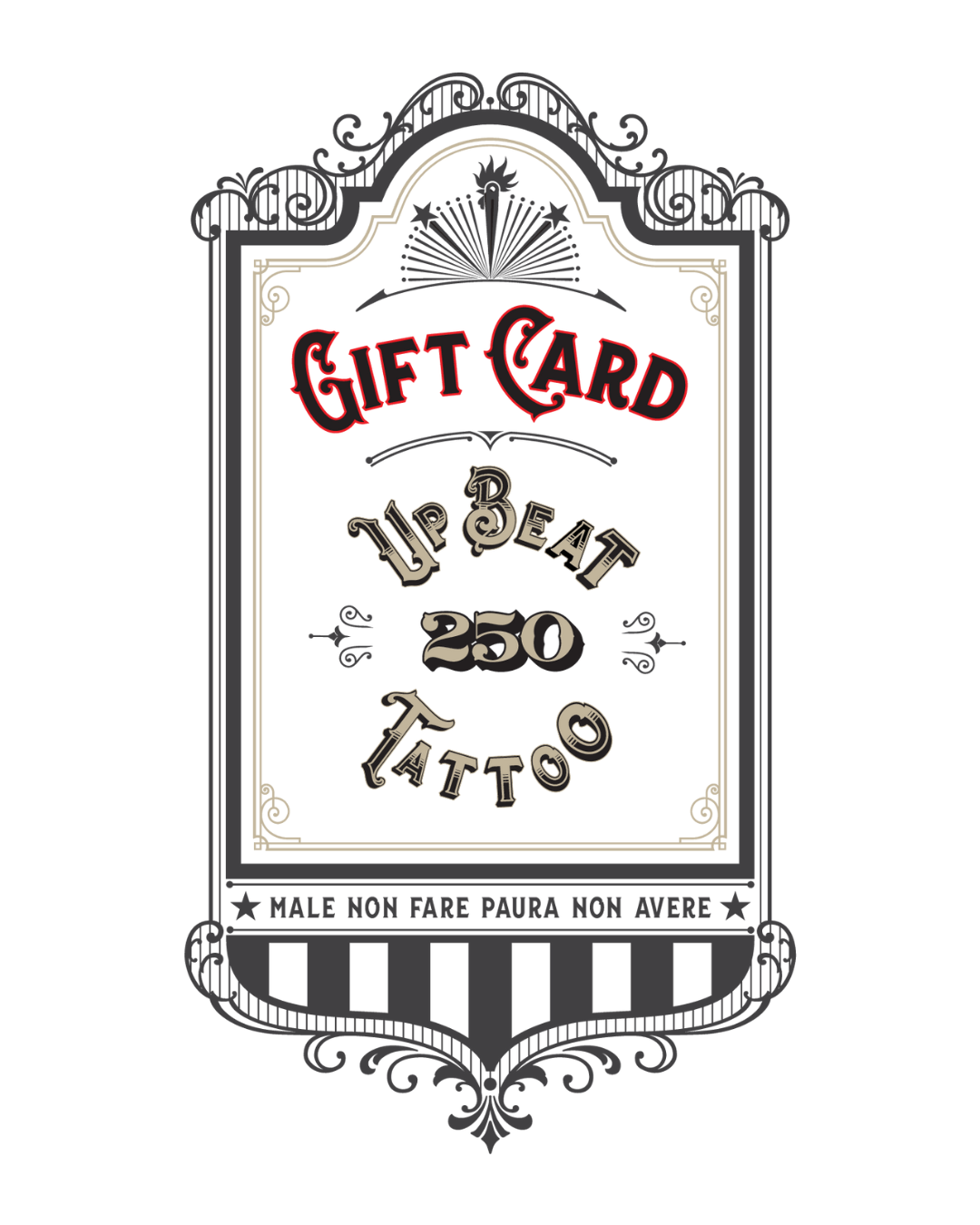Gift Card Tattoo - Upbeat Tattoo studioGift Card Tattoo