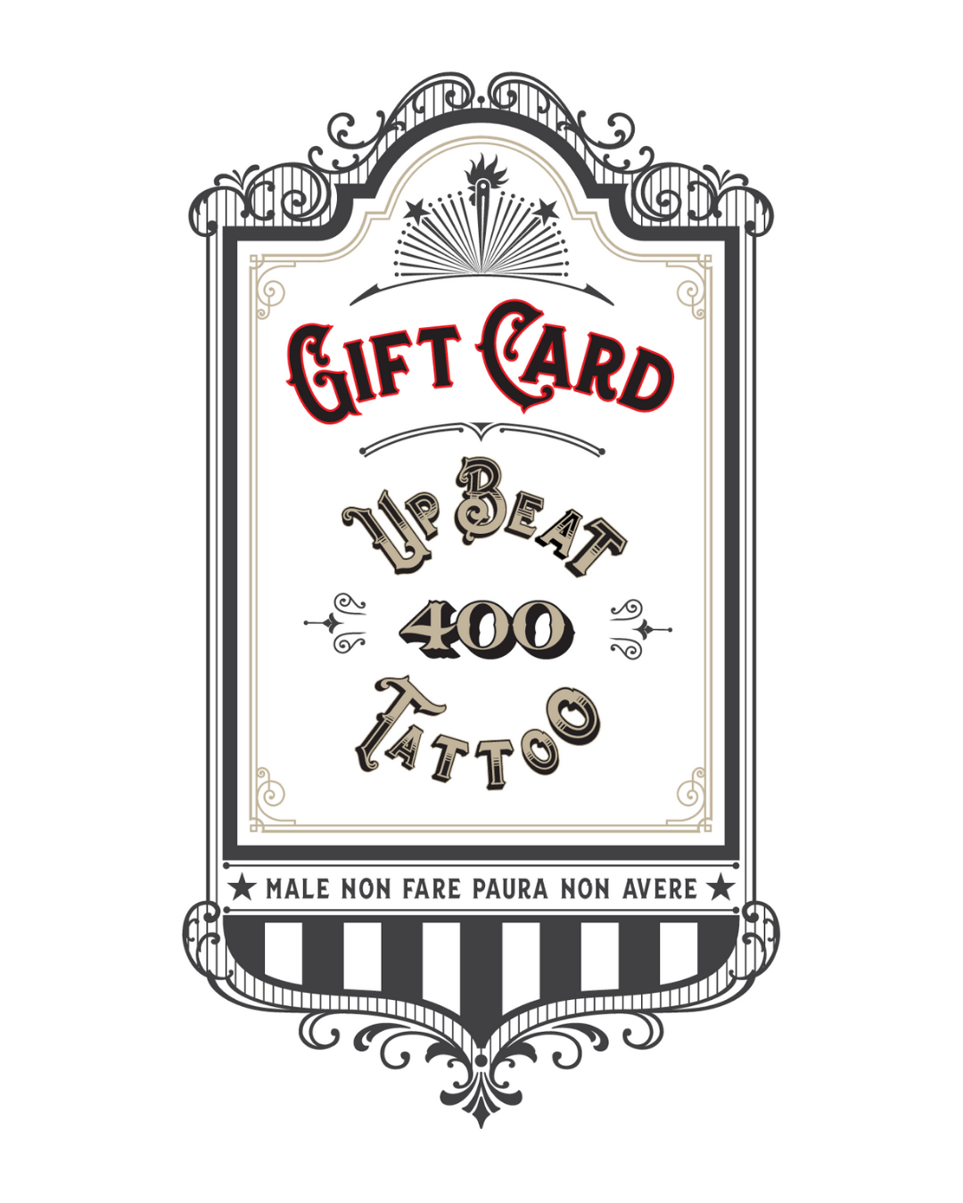 Gift Card Tattoo - Upbeat Tattoo studioGift Card Tattoo